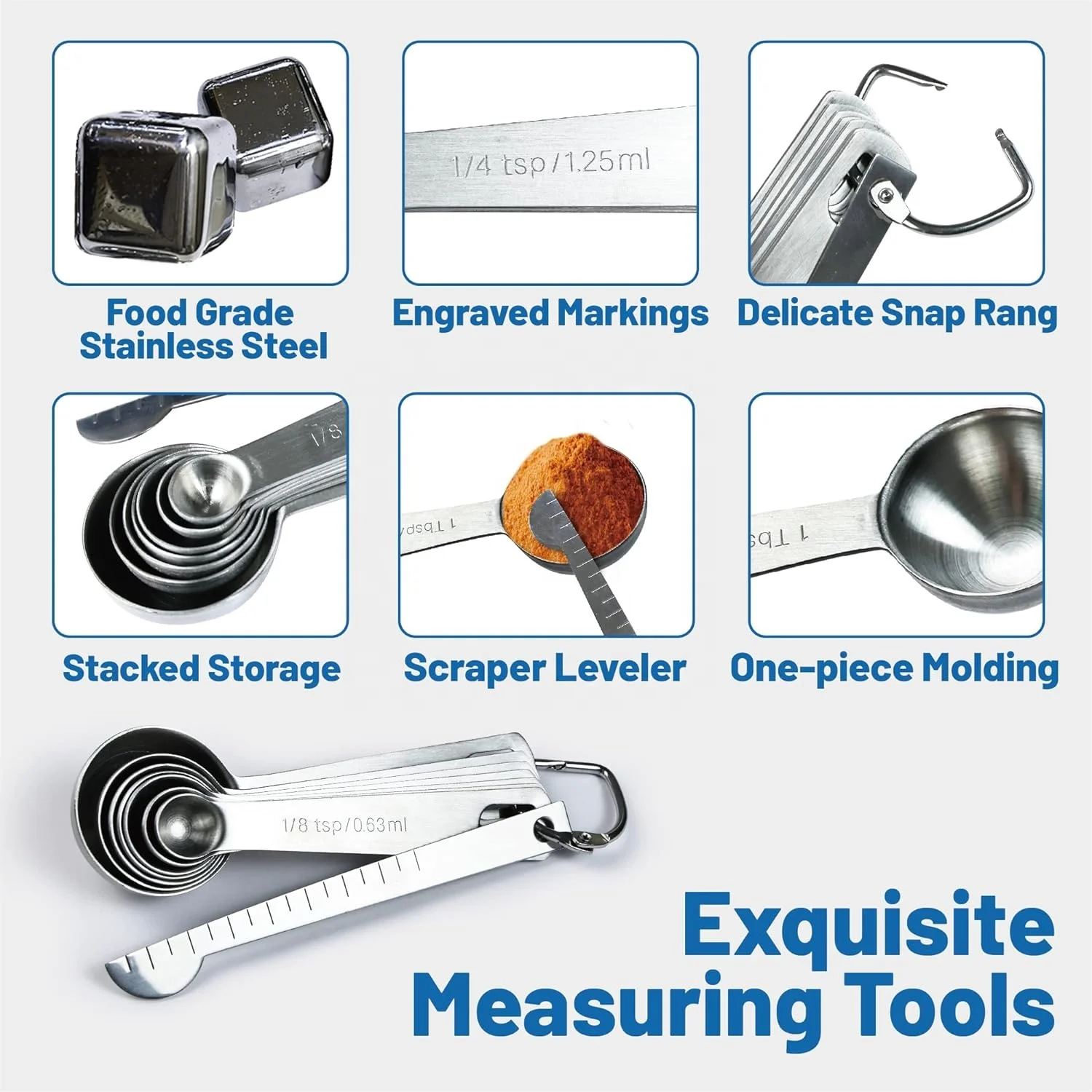 2024 Factory wholesale 6Pcs Kitchen Measuring Tools High Grade Luxury Stainless Steel Measuring  Rose Gold Cups and Spoons set