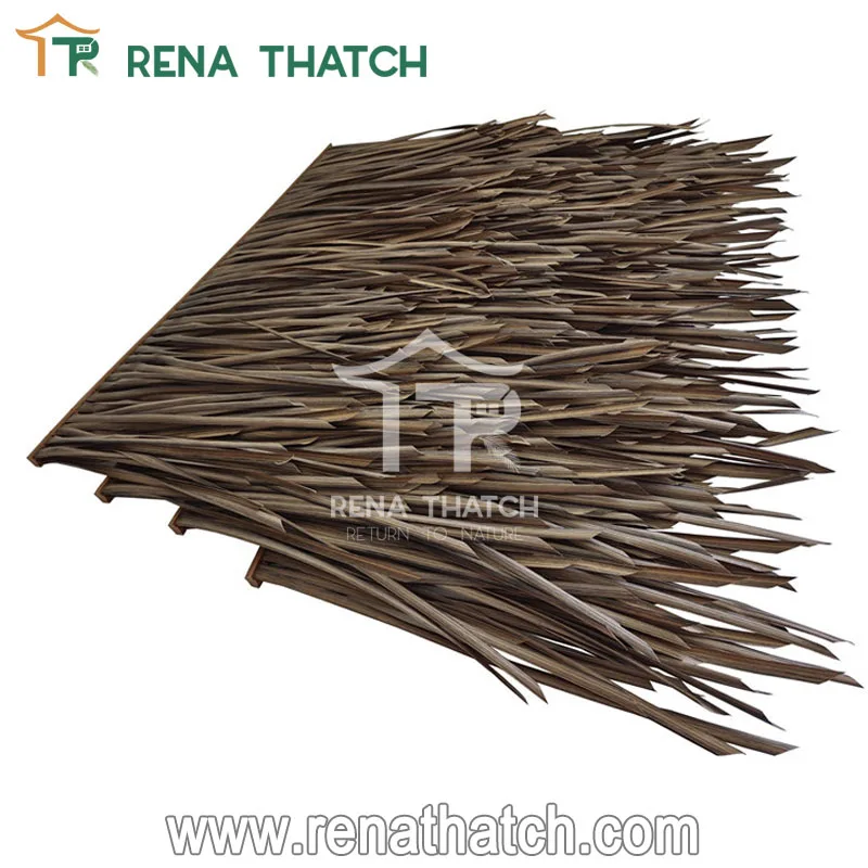 Plastic artificial roof Nylon Polyamide synthetic thatch roof panels with fire resistant UV protection