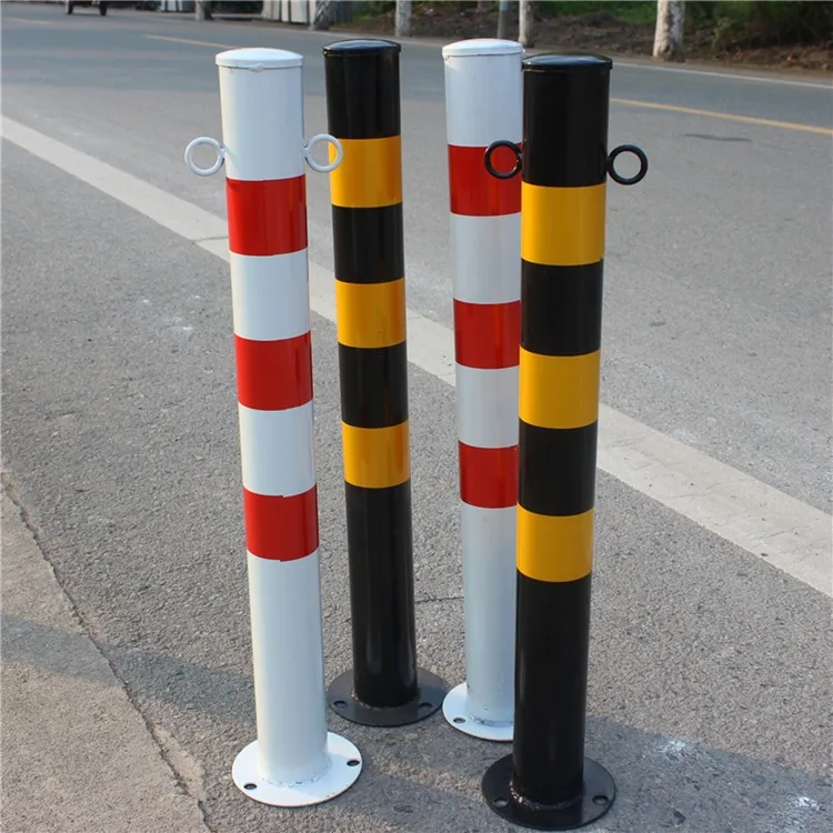 Durable Steel Traffic Guardrails Reflective Isolation Anti-Collision Bollards Road Safety Manual Barricades automatic bollard