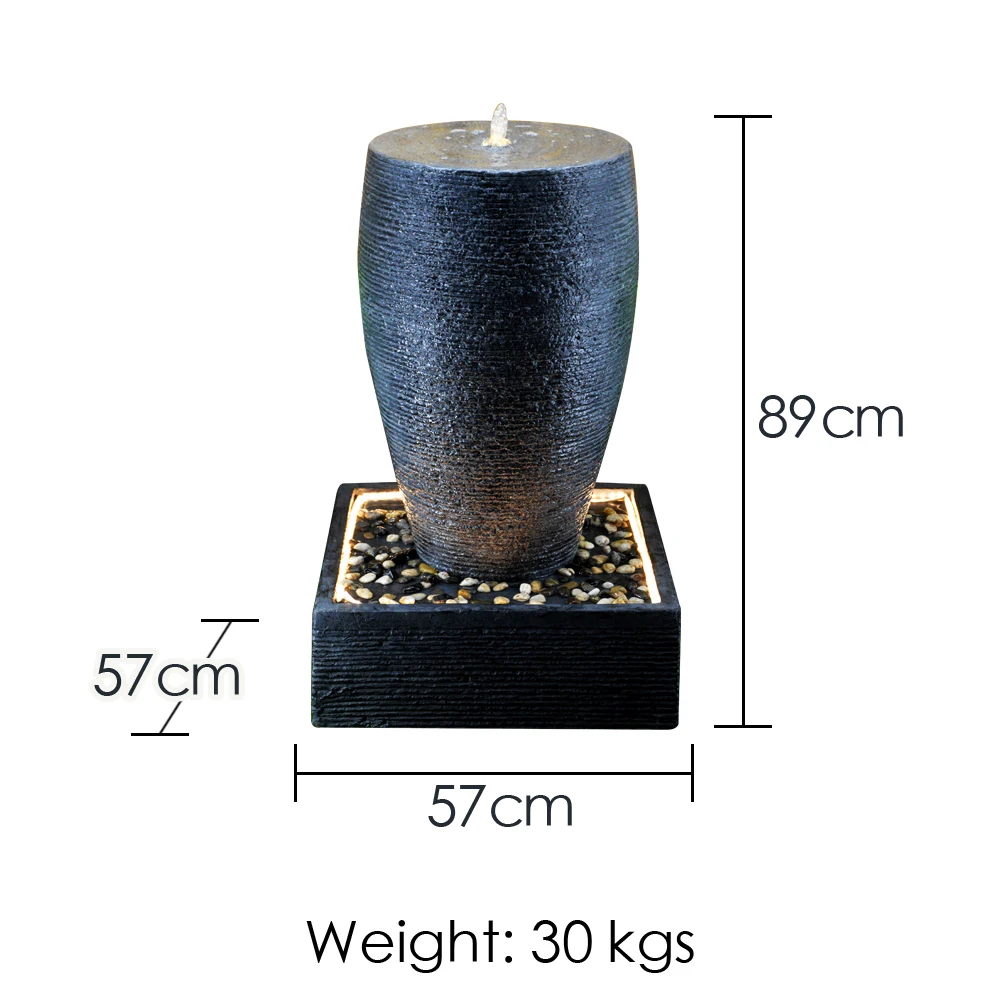 90CMH stone look outdoor jar fountains with led lights  for garden decoration
