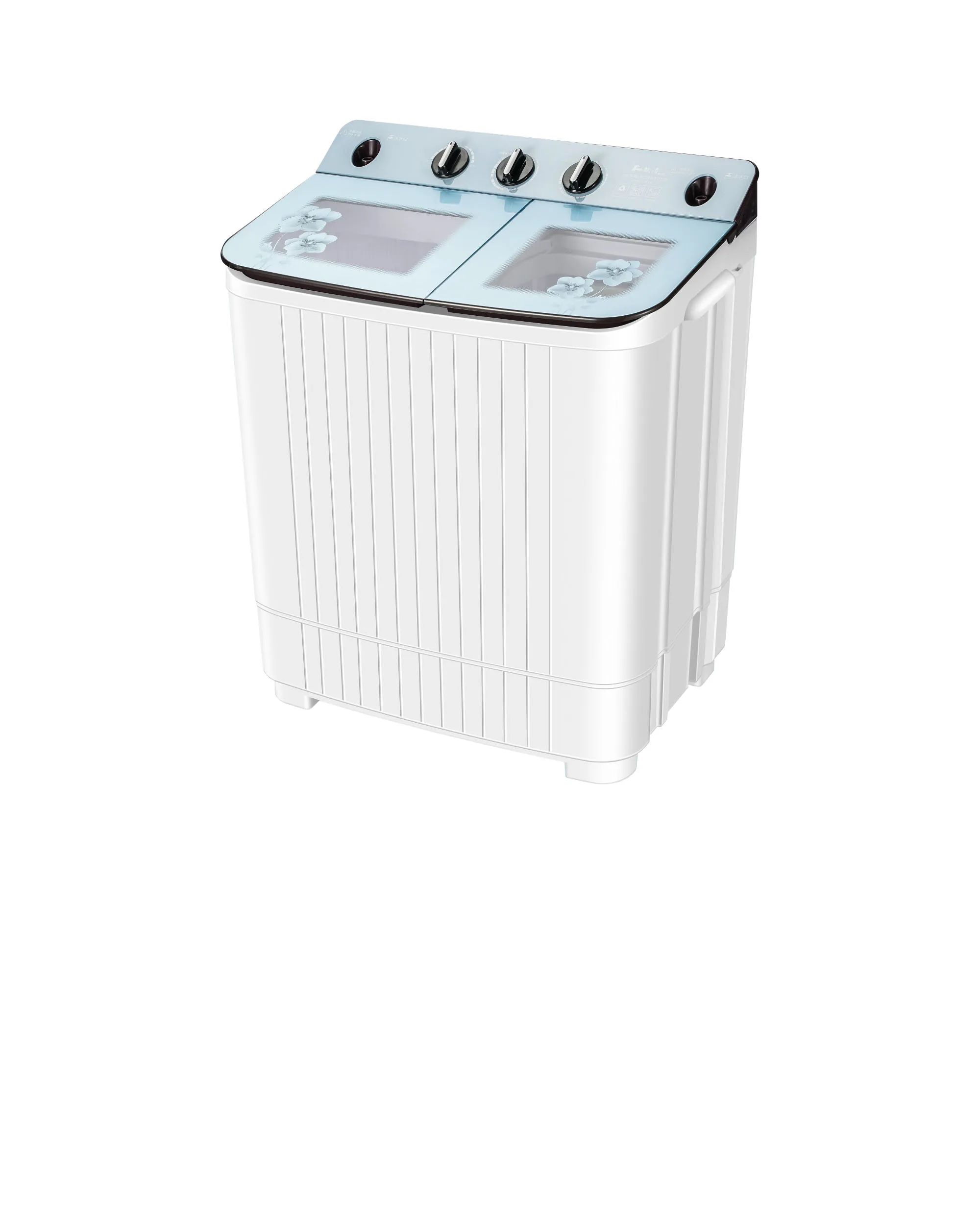 Double barrel semi-automatic household washing machine