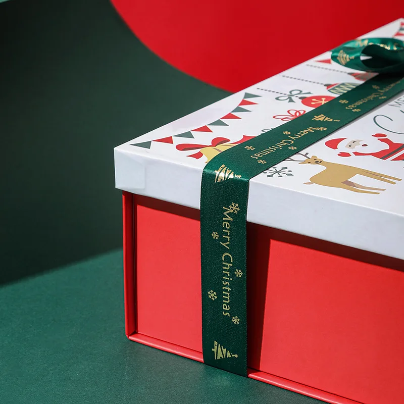 Christmas gift box red Santa Claus folding gift box Christmas scarf gloves packaging box
