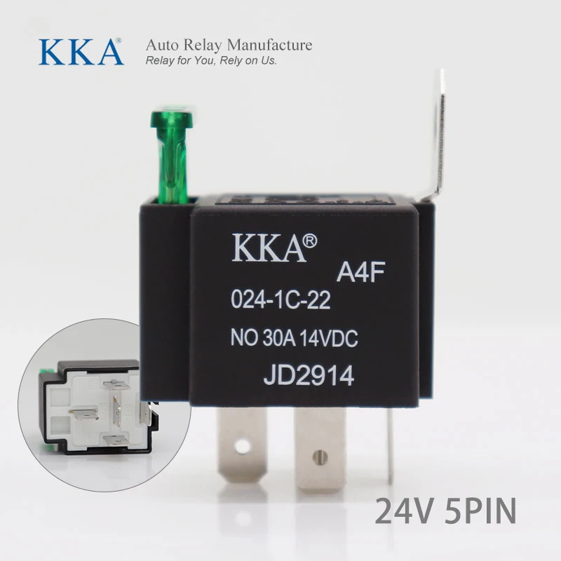 KKA-A4F 30A Automotive Fuse Relay 12V/24V 4pin/5pin and Wire Harness Kit, Car Relay with Metal Bracket