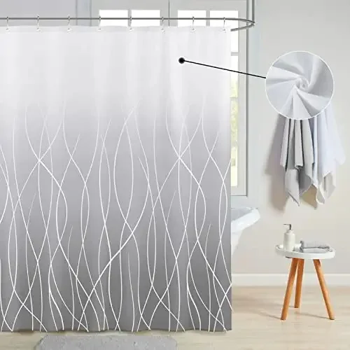 2022 Amazon hot sell Stripe Fabric Water Repellent Modern Shower Curtains for Bathroom