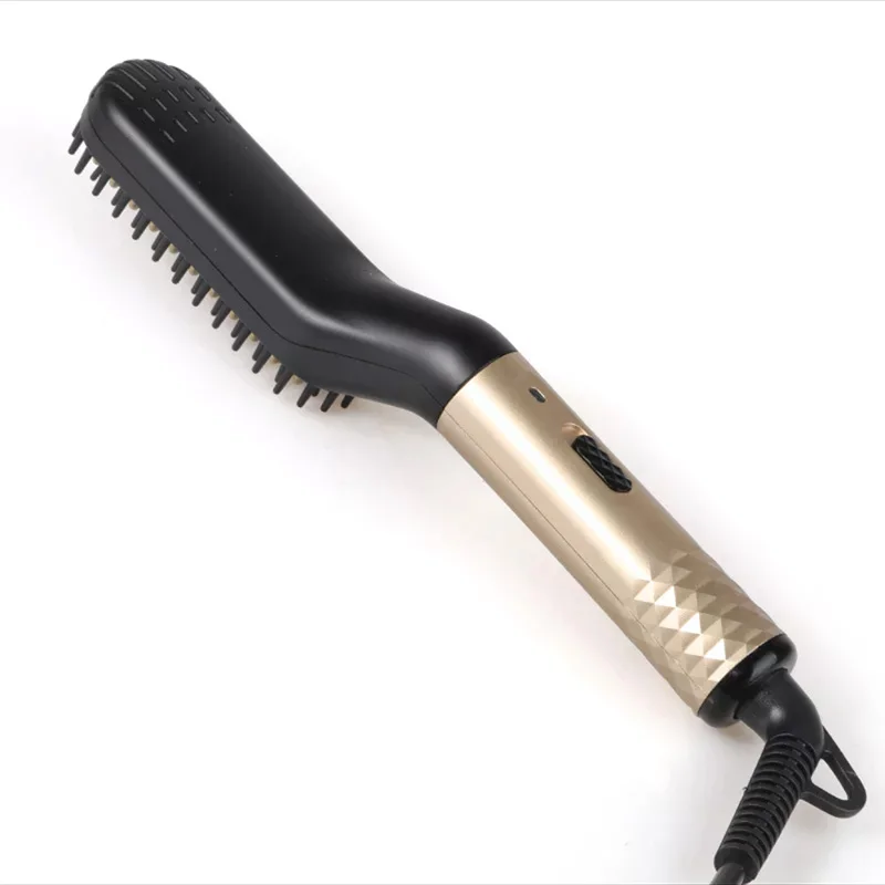 
Amazon Hot 110-240V Anti-Scald Multifunction Mini 2 In 1 Iron Ionic Men Magic Fast Styler Hair Beard Straightener Brush 