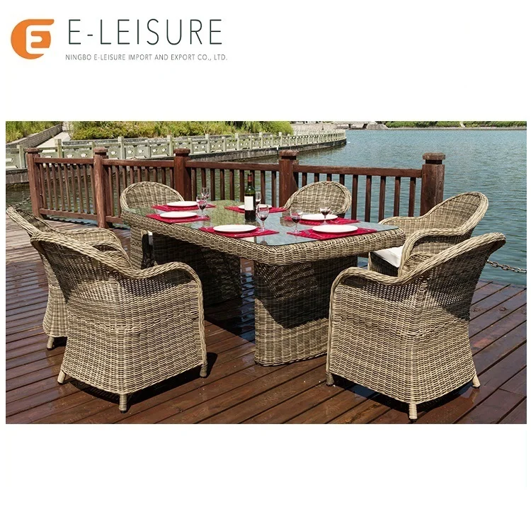luxury garden rattan chair outdoor  dinning table set 6 chairs dining room furniture