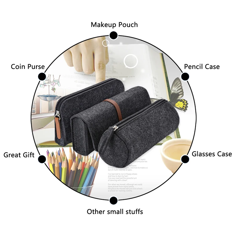 Upin custom eco friendly Felt set 3 pcs Fashion stationary pencil cases