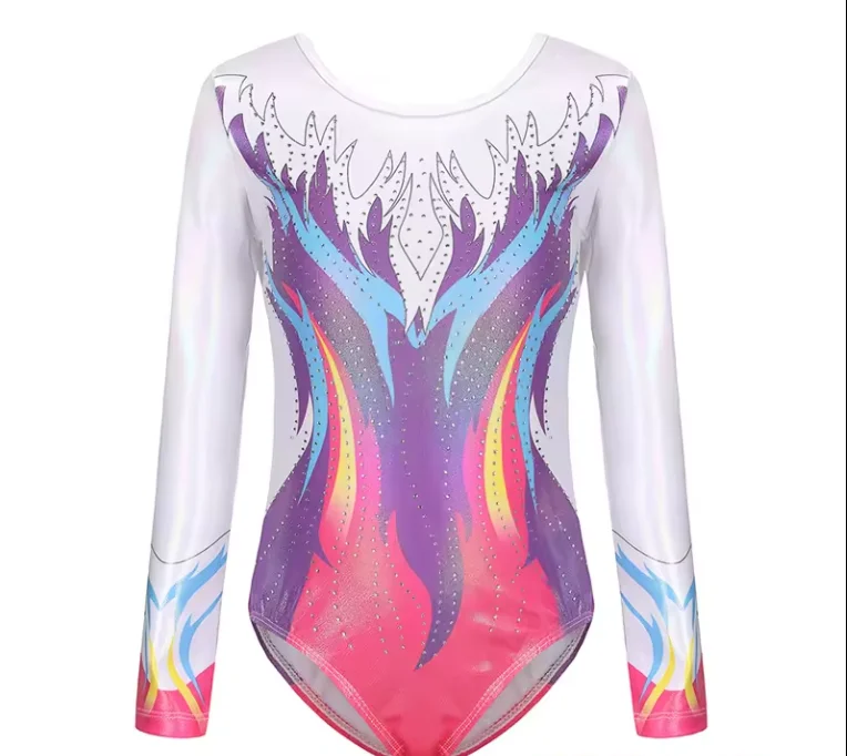New Design High Quality Cheap Kids Girls Children Performance Wear Long Sleeves Rhythmic Gymnastics Leotards