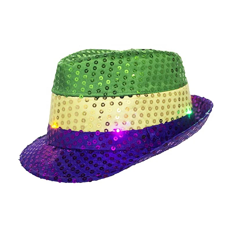 Wholesale Mardi Gras Party Favors Sequin Fedora Hat Sequin  Carnival Party  Costume Accessories