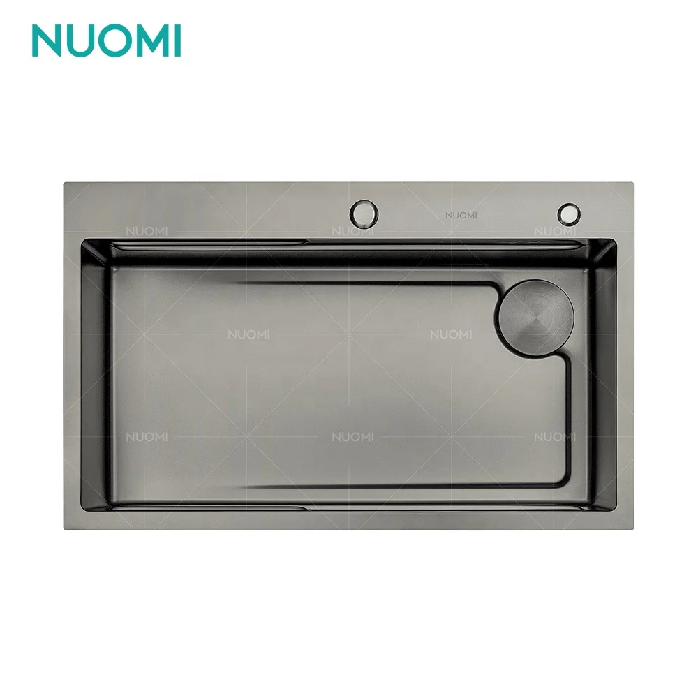 NUOMI CARLOW Handmade Kitchen Sink Set Farmhouse Industrial  Nano Single Bowl Stainless Steel Kitchen Sink For Modern Kitchen