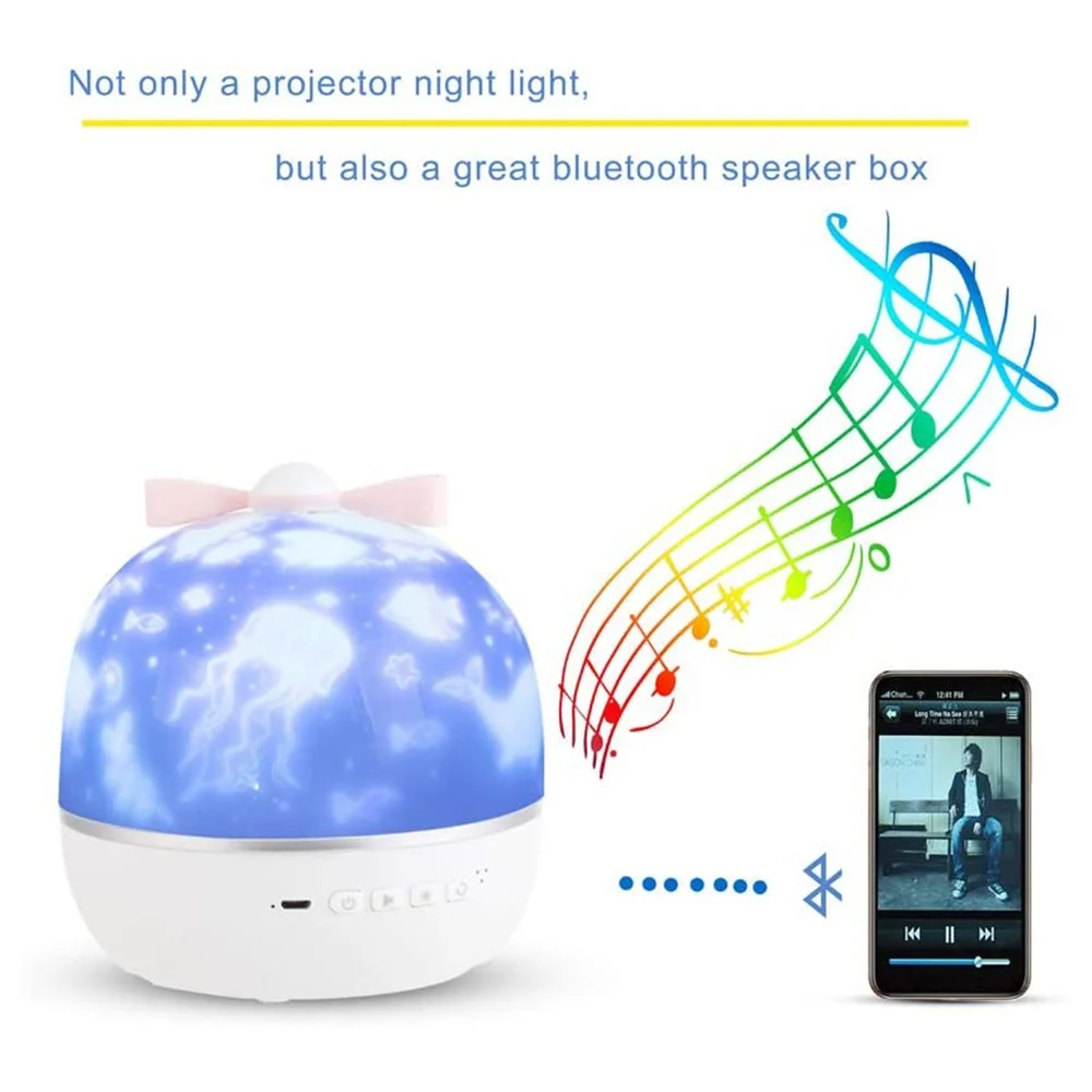 Rotatable Night Light Projector with wireless Speaker