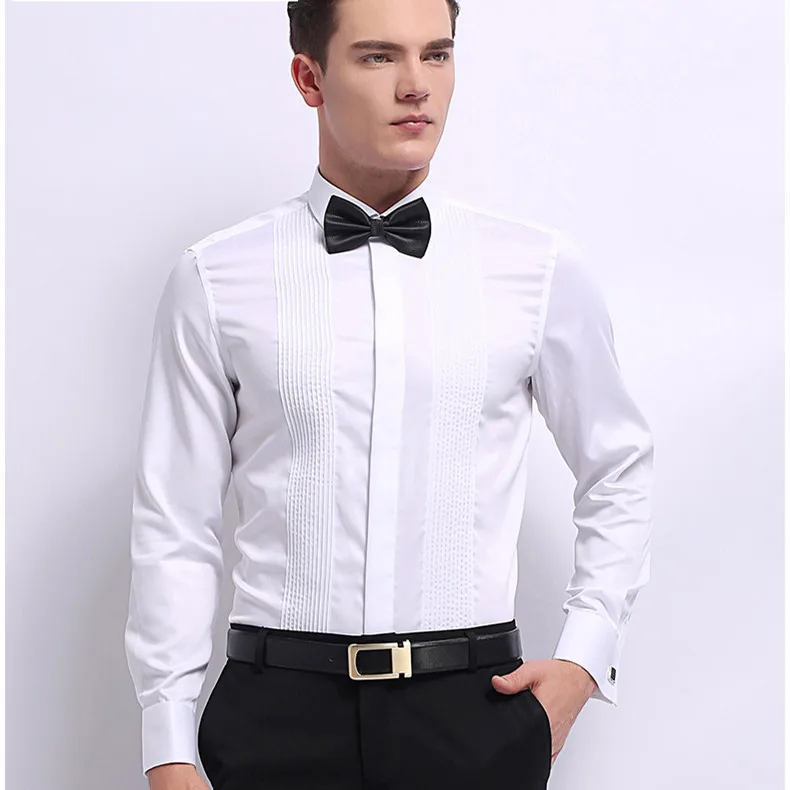 Hot sale full sleeve wedding dress tuxedo shirts for men