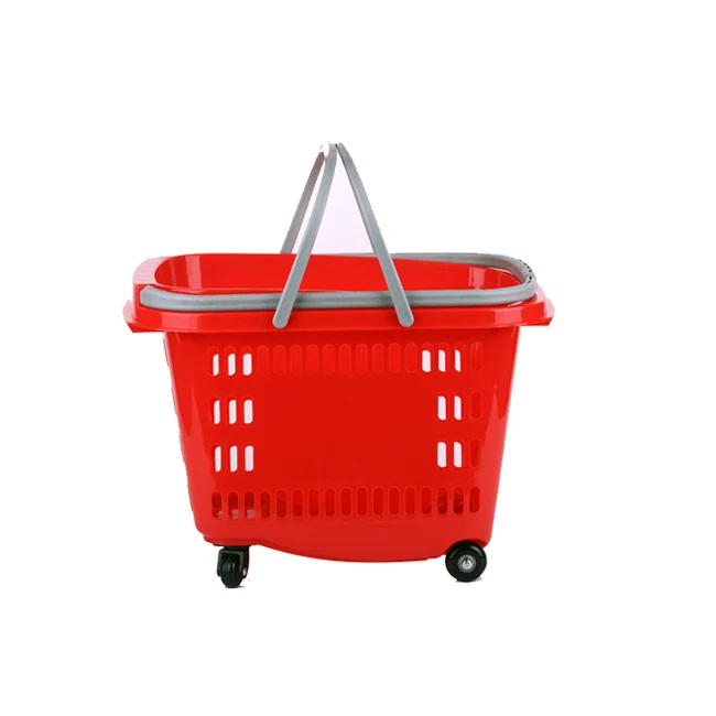 Rolling Mesh Basket Shopping Trolley for Grocery Store