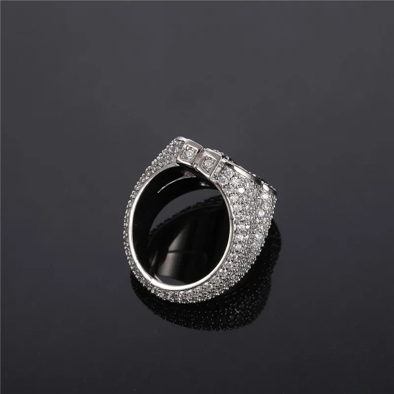 HIP Hop Classic Full Zircon CZ US Dollar Sign Ring Gold Silver Color Iced Out Charm Ring For Men Women Jewelry Size 8-10