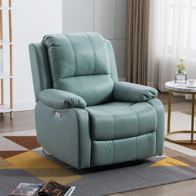 Eco leather electric 8 points massage recliner custom eco leather manual recliner chair single sofa