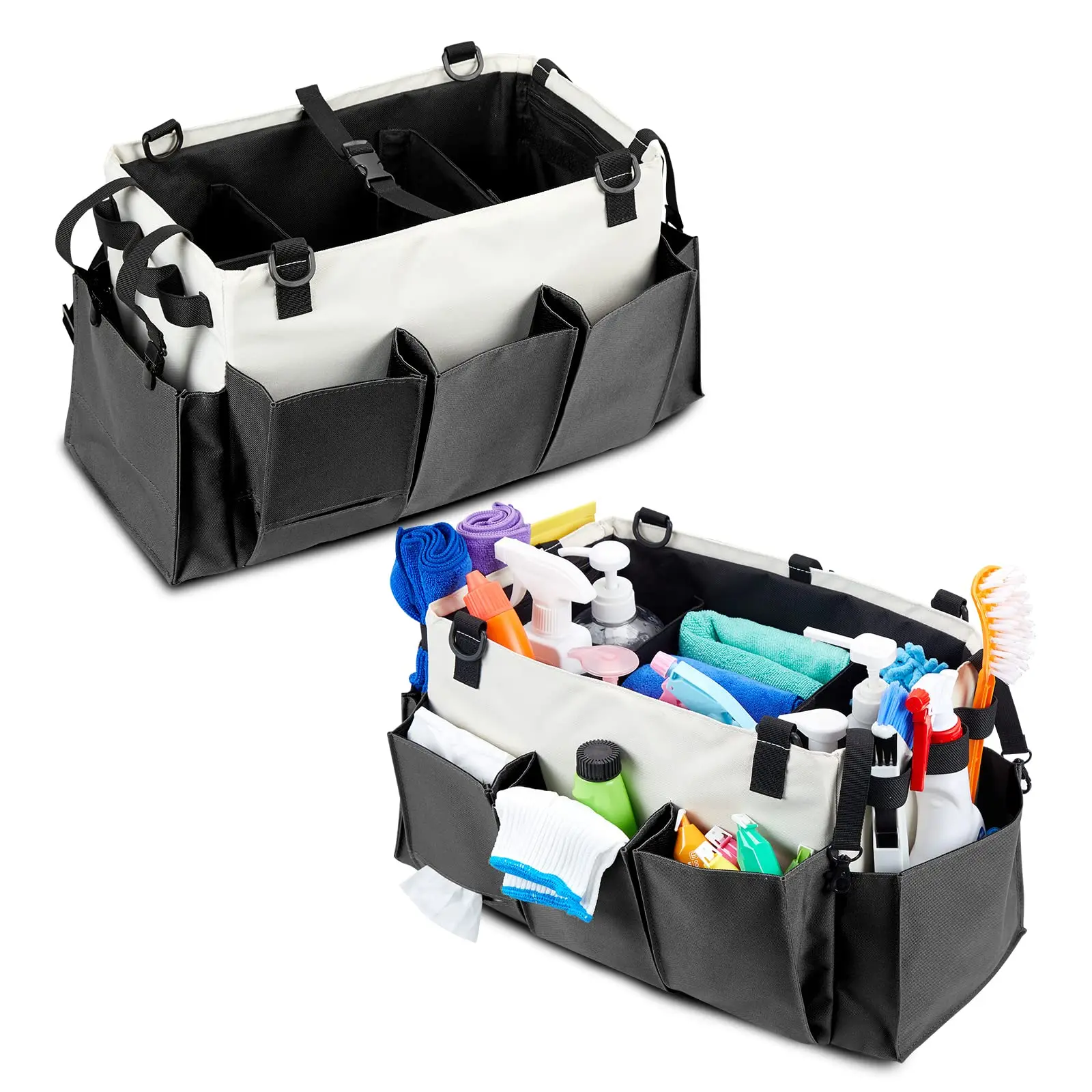 Premium Fabric Utility Cleaning Caddy Bag With Wearable  Shoulder Carry Handle Cleaning Caddy  Tote Bag