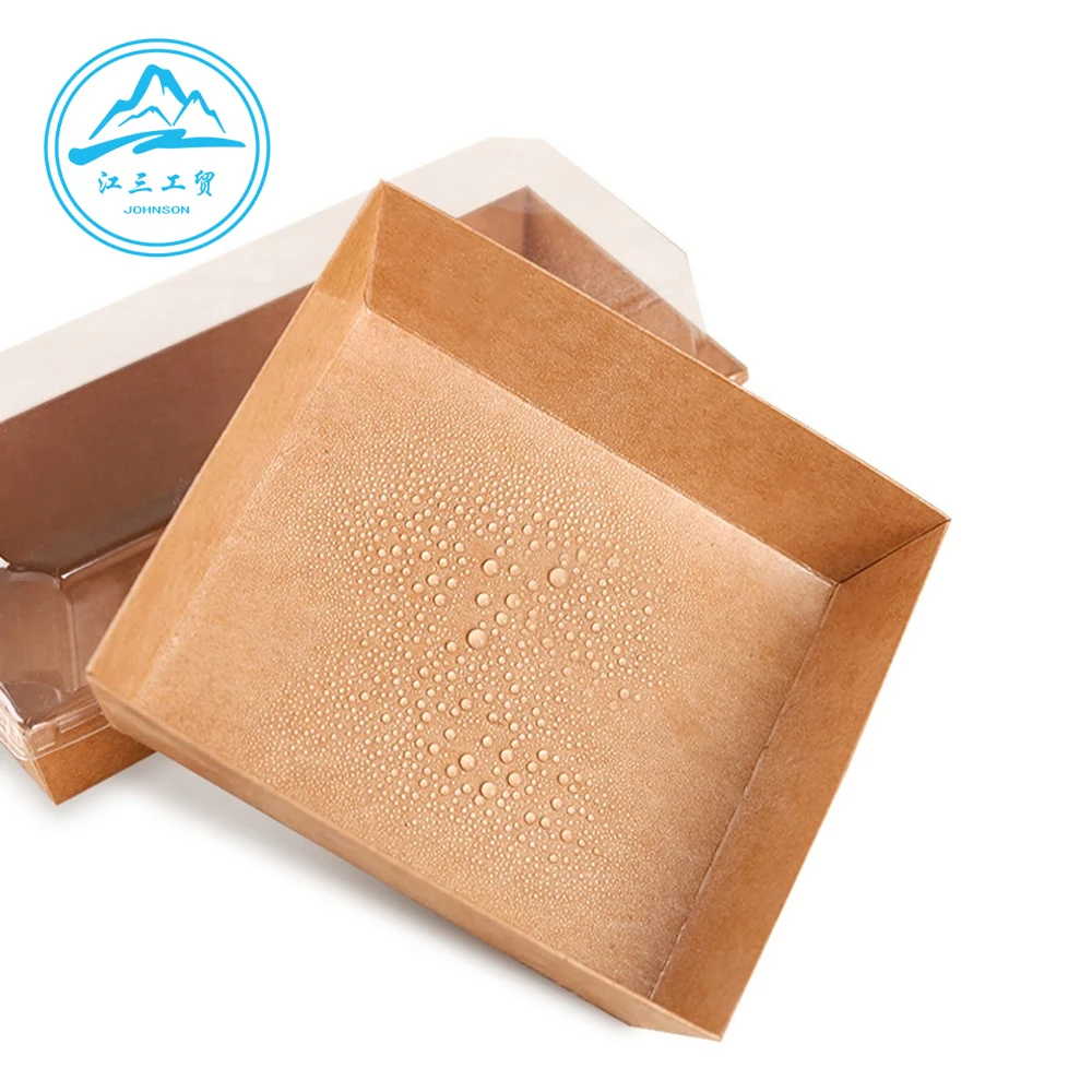 Factory Cake Bread Snack Bakery Food Packing Rdressgular Square Kraft Paper Box Sandwdressrap Box with Plastiprom Dresses China