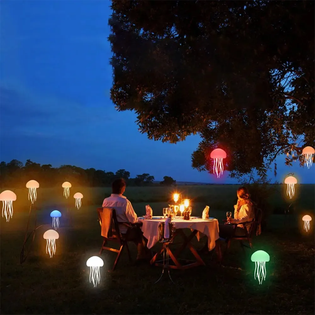 Creative 7 Color Changing RGB Rechargeable Desk Lamp Outdoor Garden Bedroom Floating Dynamic Dancing Jellyfish Led Night Light