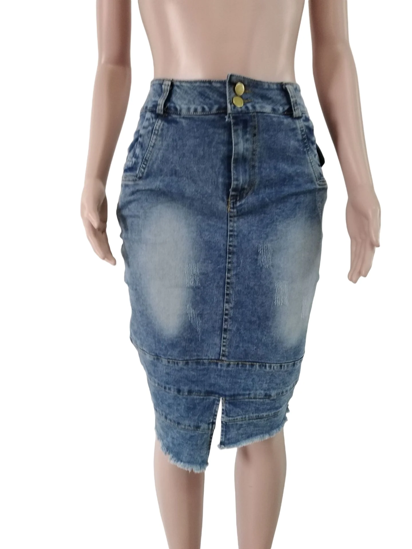 2021 Wholesale New Dress Mid-length Split Tassel High Waist Irregular Skirt Ladies Jeans Skirts Denim Skirts