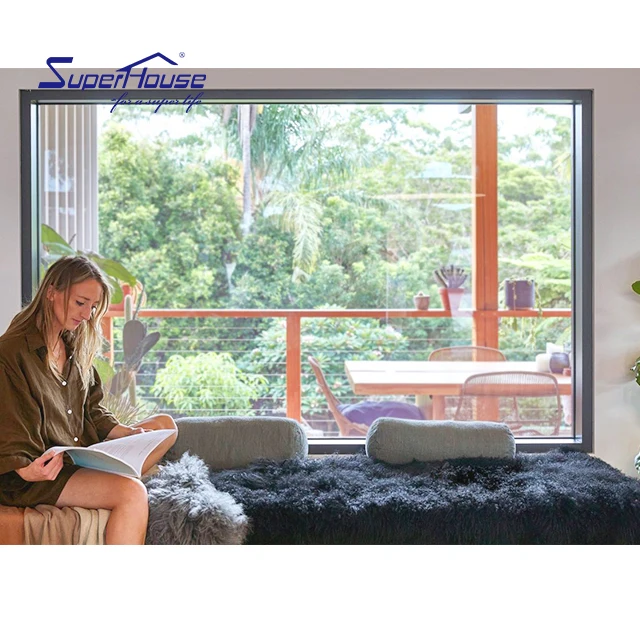 Minimalism Series Window Ultra Double Glass Aluminum Alloy Line Fixed Slimline Window Floor To Ceiling Windows