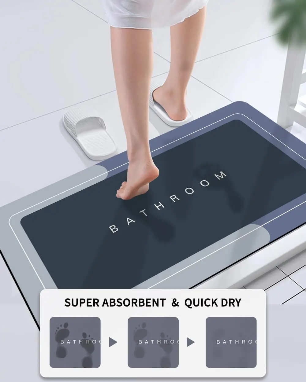 anti slip rubber pvc quick drying water absorbent non slip non-slip diatomaceous earth diatomite stone bath mat set for bathroom