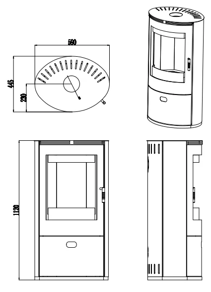 New household wood fireplace heating stove clean-burning stove WM-212 with circular glass