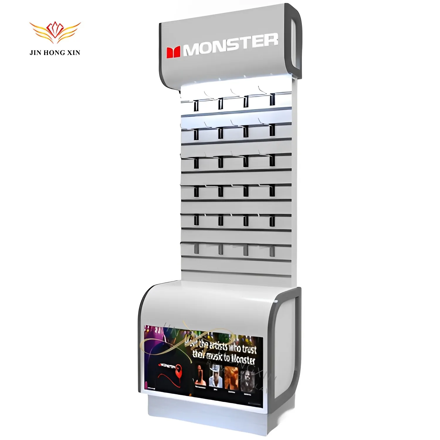 Hot Retail Display Stands Phone Accessories High Quality Metal Design Hot Sale Pop Display Earphone Accessories Steel Shelves