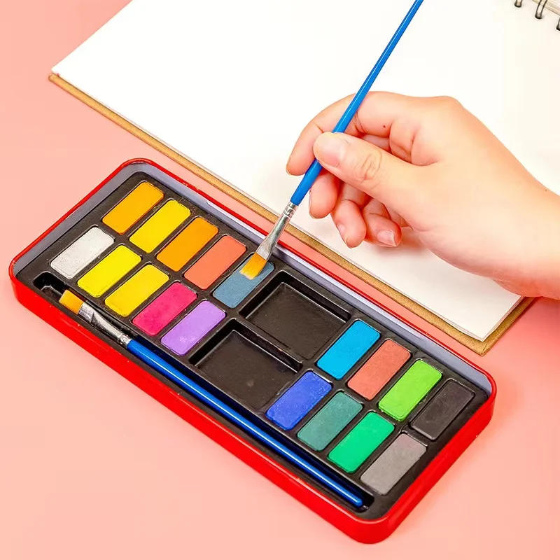 Solid 12-36 Colors Watercolor Painting Water Color Set Free Carrying Case Tin Box