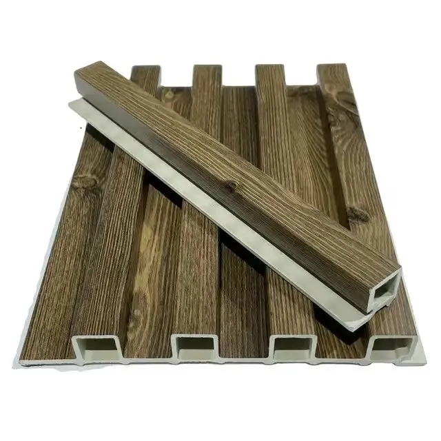 High Quality Indoor Decor Great wall Wood Grain WPC Fluted Wall panel Luxury Cladding Decorative PVC WPC For interior design