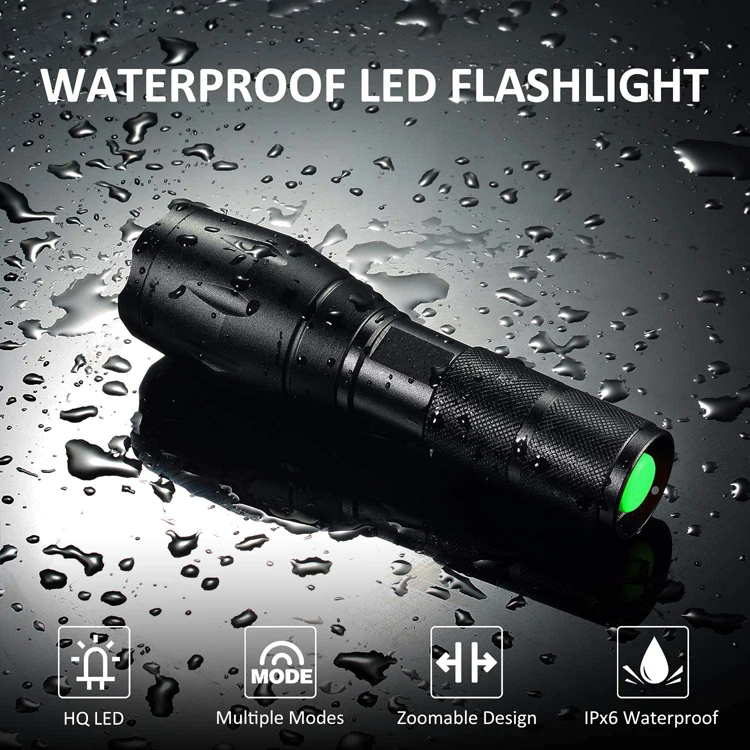 
High power LED flashlight tactical zoom focus adjustable torch flash light waterproof rechargeable tactical flashlight for hi 