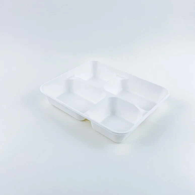 Customized Green Fast Food Tray Pulp Tableware  Compostable Biodegradable Disposable Bagasse Sugarcane tray