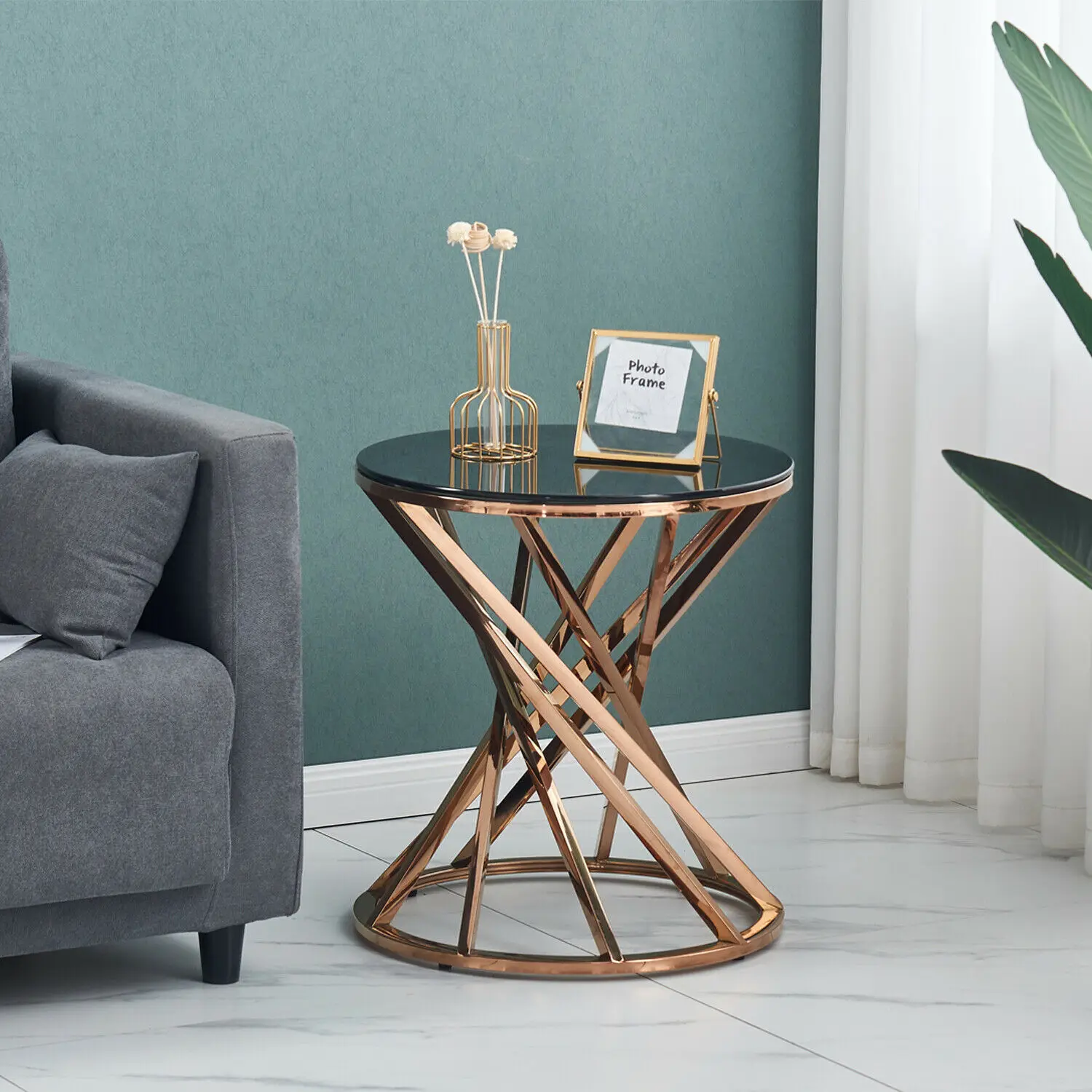 Hot selling Small Living Room Bedroom Modern Round Coffee Side Glass Table