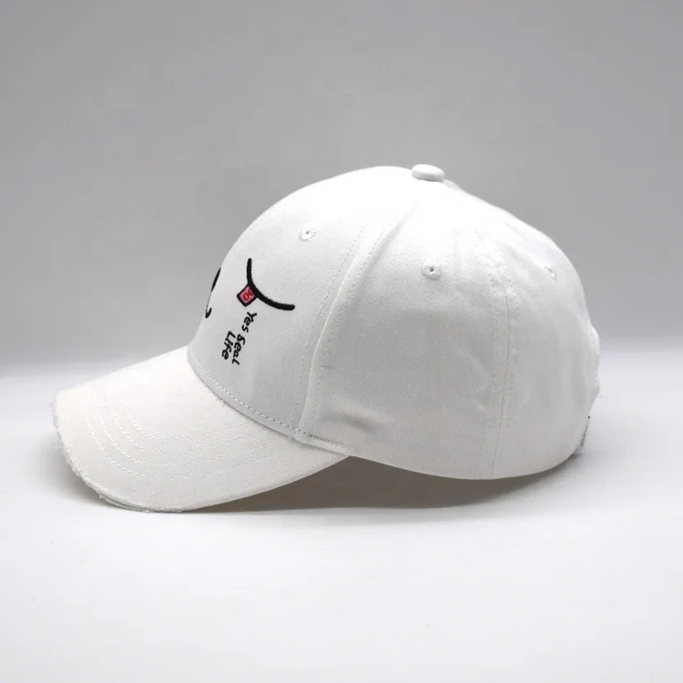 Design embroidery cute baseball cap hat brim grinding sports cap customized hat brim burrs baseball cap