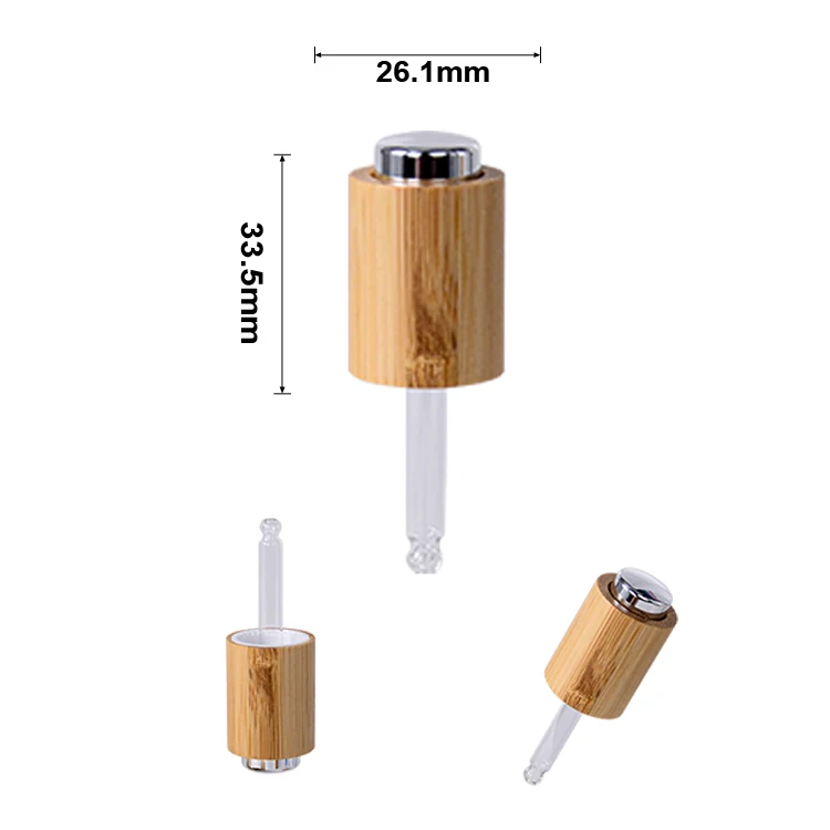 Bamboo Cap Glass Essential Oil Bottle Cap 18 Mm Wooden Cap With Drops Plug For Essential Oil Packaging