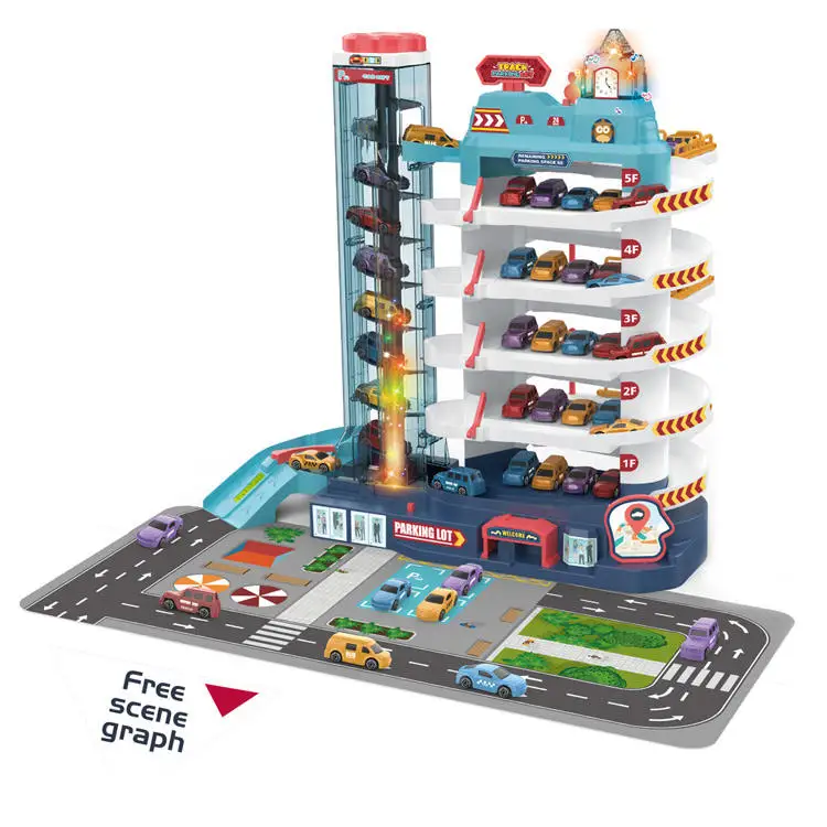 Large Size Park Building Toys CITY Kids Car Parking Lot Toy Set With 32 Cars