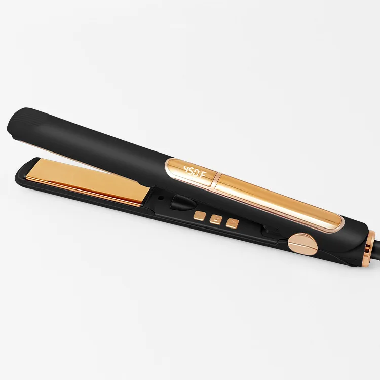 Private Label 2 in 1 Straight Curly Ultrasonic Infrared Negative Ions Gold Cordless Hair Straightener