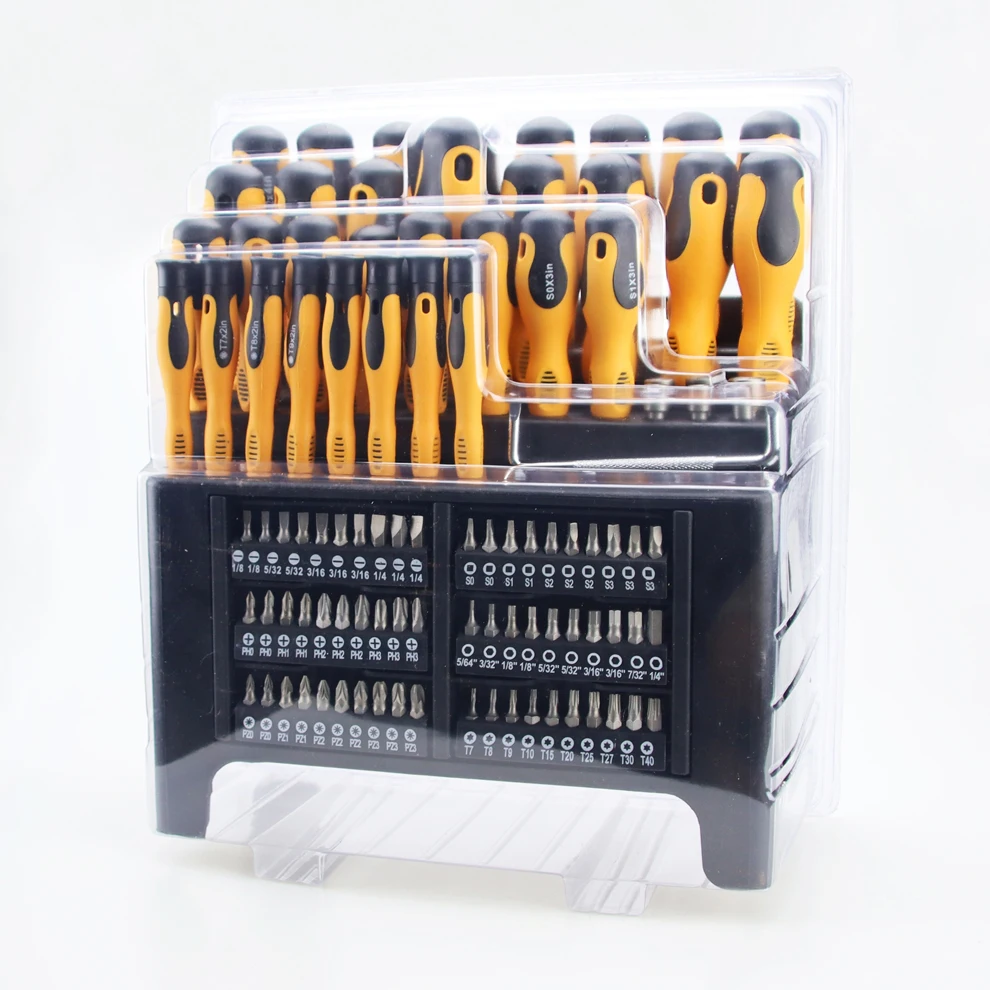 100pcs General Home Tool Precision 100 Pcs Screwdriver Set With Yellow and black handle
