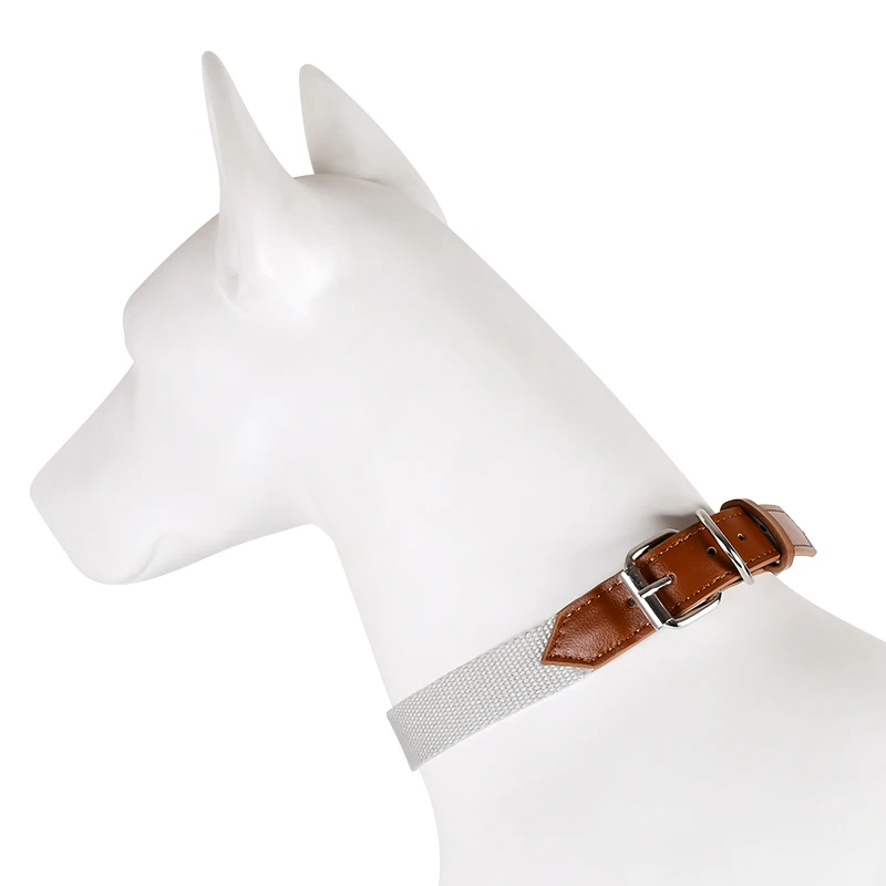 Customized Logo New Designer Personalized ECO Handmade Luxury Braided Nylon Ribbon Vegan Pu Leather Pet Leads Dog Leash Collar