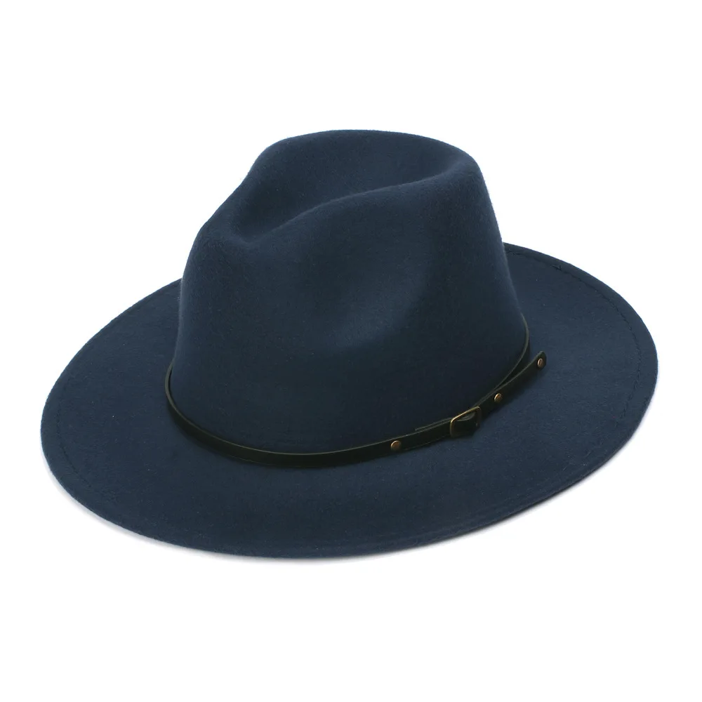 
B180 Spring British retro Women Ladies Beach Church Woolen Cowboy Hat Floppy Sun Hat Round Bowler Panama Felt Fedora Hat 