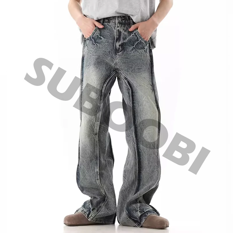 Custom ODM/OEM Hot Selling Fashion Street Style Washed Casual Straight Jeans for Men