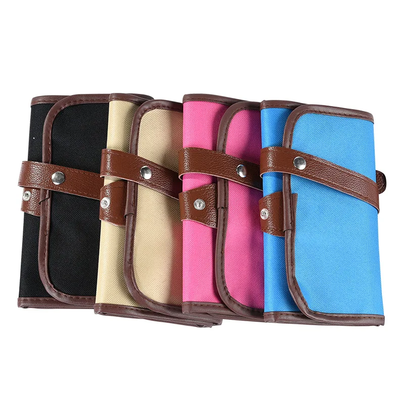Elegant Leather Canvas Roll Painting Material Storage Bags with A Leather Tie Multi Holes Paintbrush Sketch Writing Case