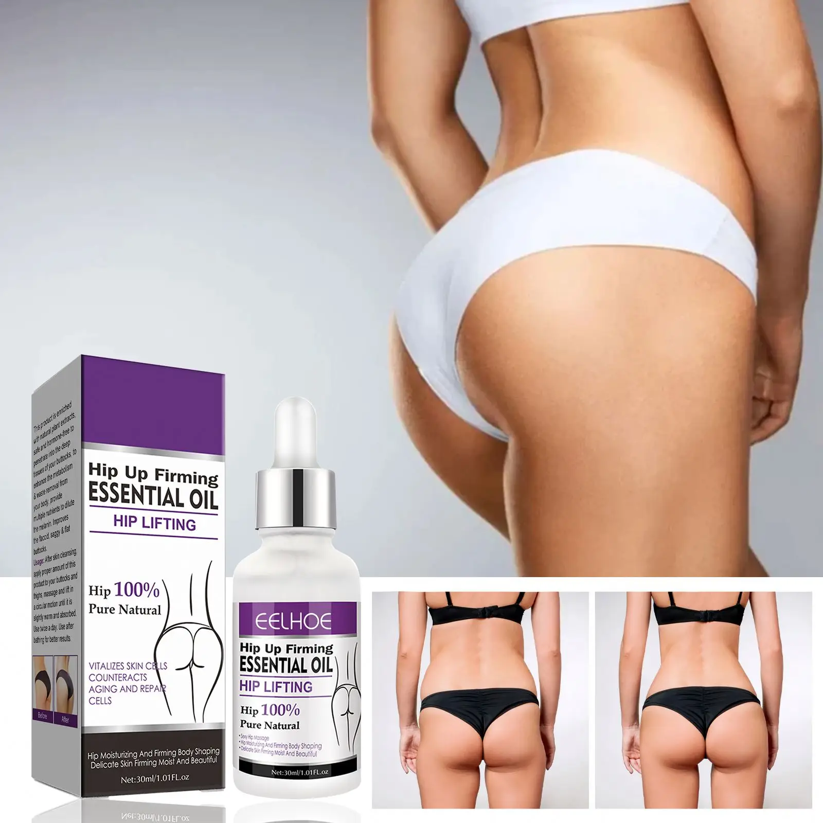 EELHOE NEW 30ml Ladies Butt Lifting Massage Oil Buttocks Plump Lifting Moisturizing Oil