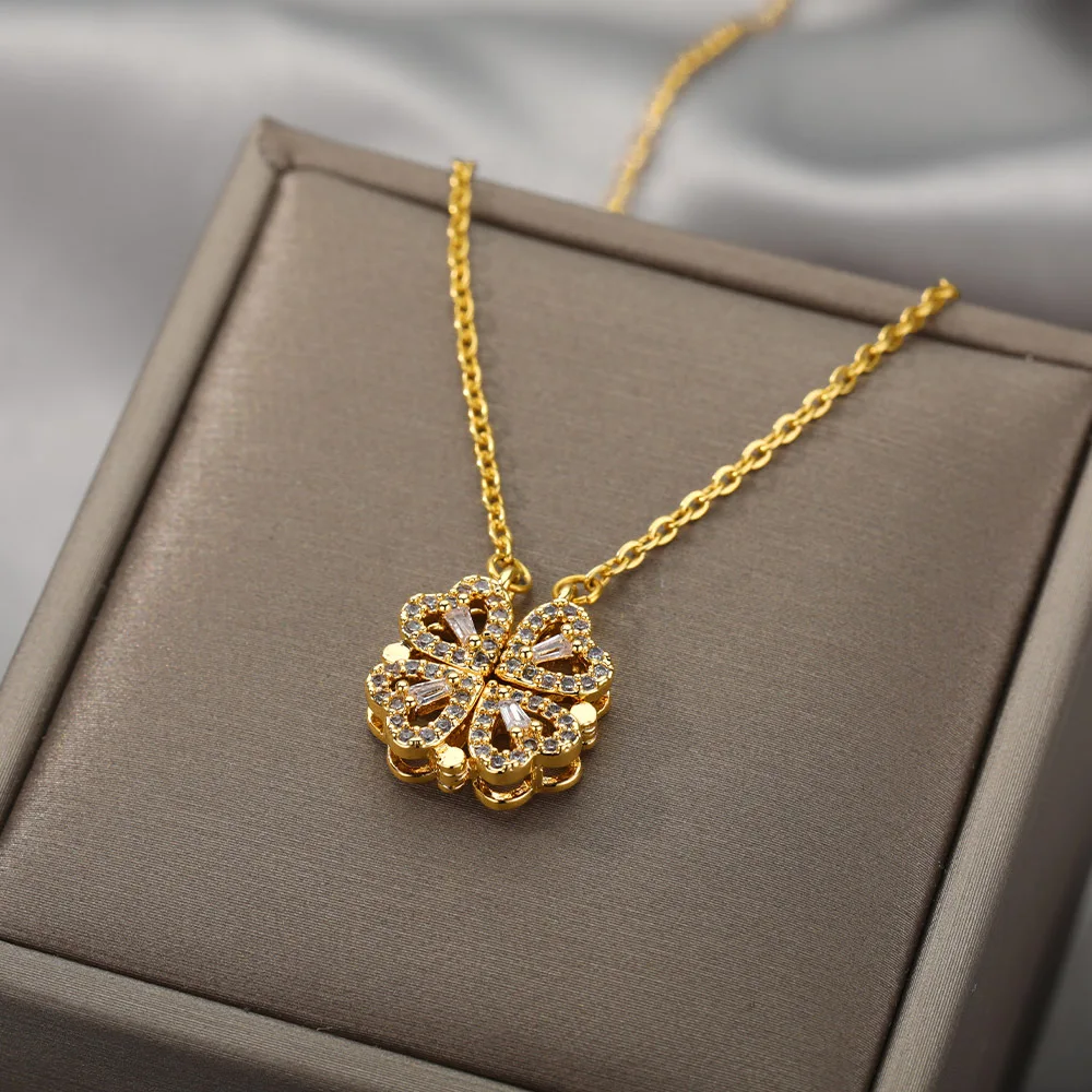 Lateefah OEM 18k Gold Women Necklace Jewelry Mama Pendant Crystal Heart Necklace