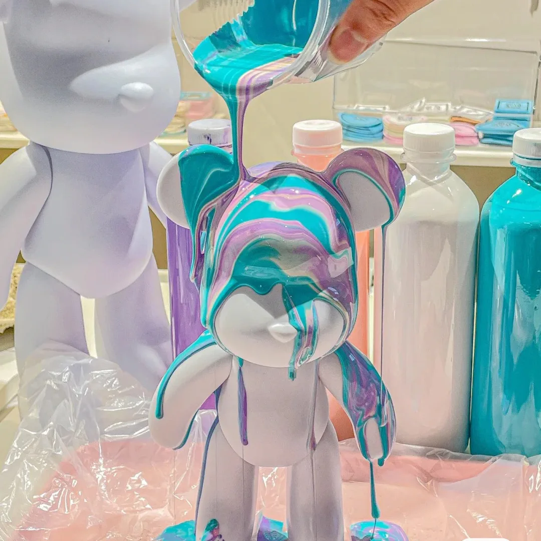 White Embryos Fluid Bear Painting Customized Fluid Bear Box DIY Creative Fluid Bear In Wholesale