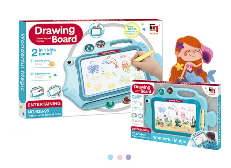 DIY Write and Erase Pad 3d Education children painting writing pad kids magic magnetic drawing board magnet pen stamps stencils