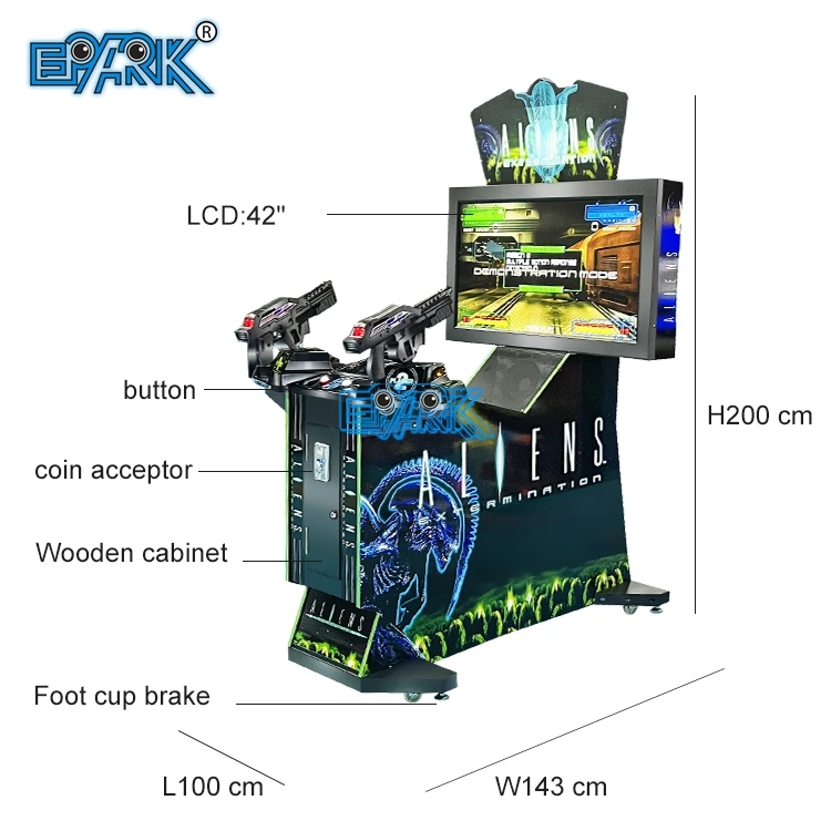Factory Price Coin Operated 2 Players 42 Inch Video Arcade Machine Aliens Shooting Extermination Game