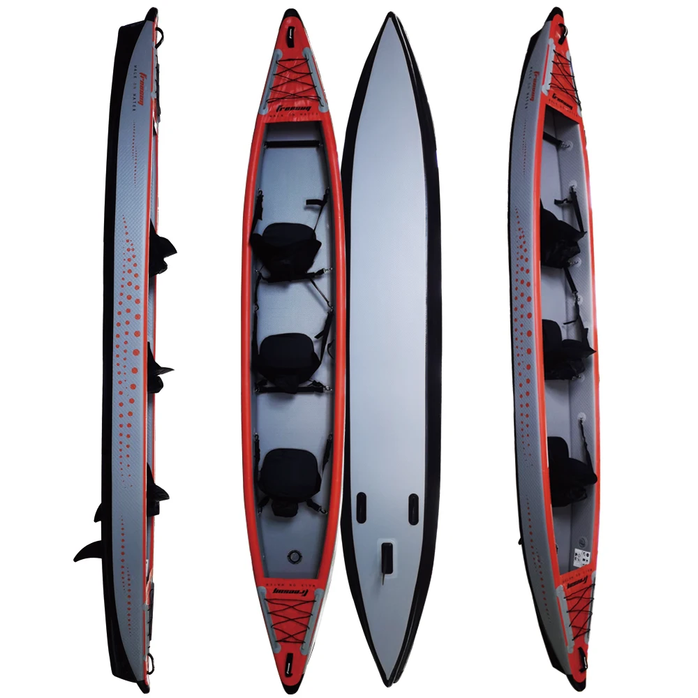 Inflatable Kayak 485cm 3 Person Canoe Paddle Fishing SIT on TOP Whitewater Drop Stitch