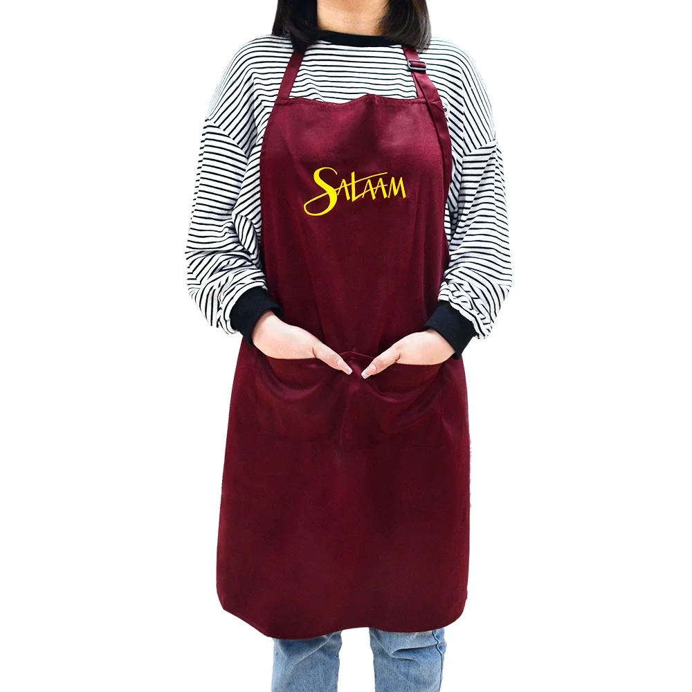Promotional Kitchen Aprons 100% polyester Custom Waterproof Bib Cooking Apron With Embroidery or Print Logo for Coffee shop