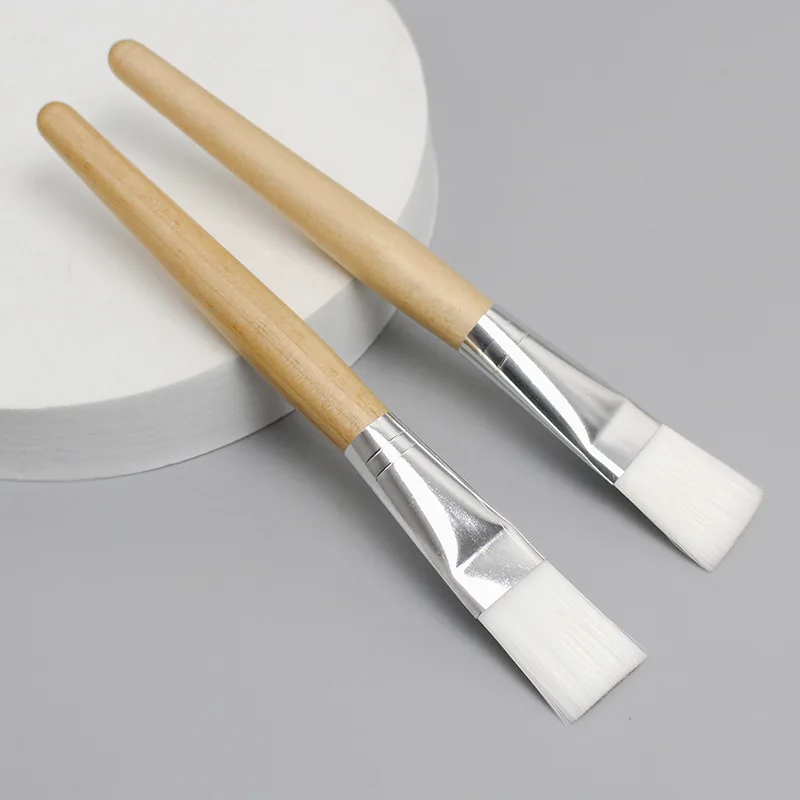 Custom Logo Flexible Nylon Hair Wooden Face Mask Brush Silicone Face Mask Brushes Facial Mask Applicators