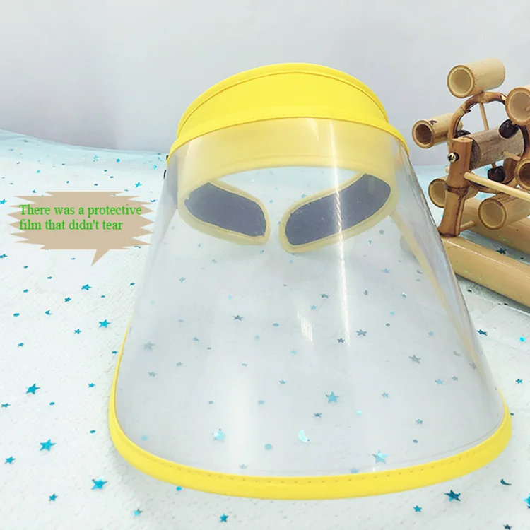 Full face Spittle and dust Anti bacteria transparent plastic sun visor hat  for adult and kids